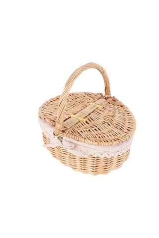 Xiaaokeji El Yapımı Saplı Hasır Sepet Hasır Kamp Piknik Sepeti Kapakları Kahverengi