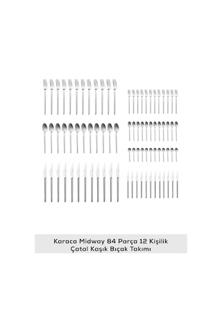 Karaca  Elegance Midway Platin 12 Kişilik 84 Parça Çatal Kaşık Bıçak Takımı