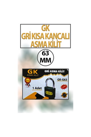 Kısa Tip Gri Asma Kilit 63 Mm 3 Anahtarlı