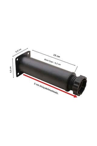 4 Adet Mobilya Ayağı Metal 15 Cm Ayarlı 42 Mm Mat Siyah Ayak