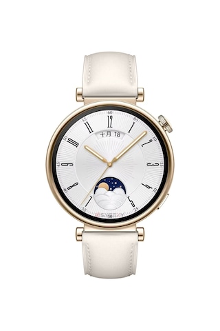 Huawei Watch Gt4 41mm İle Uyumlu Starlight Gold Metal Tokalı Deri Zarif Şık Kordon