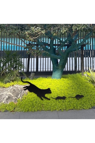 Pazly Yılbaşı Siyah Kedi Figürlü Homyl Ev & Bahçe Dekoru, 3 Adet