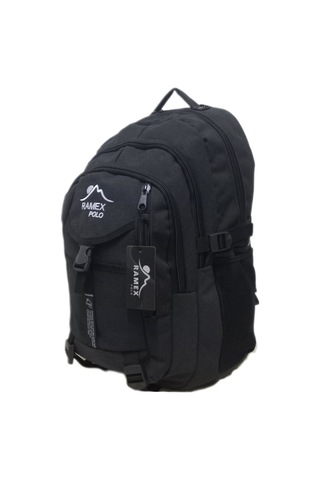 Ramex Polo Siyah Füme Outdoor Kanvas Kumaş Körüklü Büyük Boy Dağcı Sırt Çantası Siyah Füme Çok Renkli