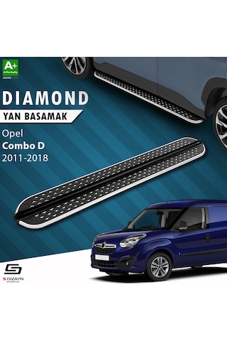 S-dizayn Opel Combo D Uzun Şase Diamond Krom Yan Basamak 223 Cm 2011-2018 A+ Kalite
