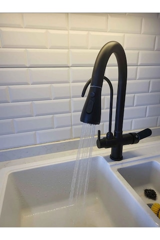 Boheme Fleko Arıtmalı Spiralli Eviye Bataryası Siyah