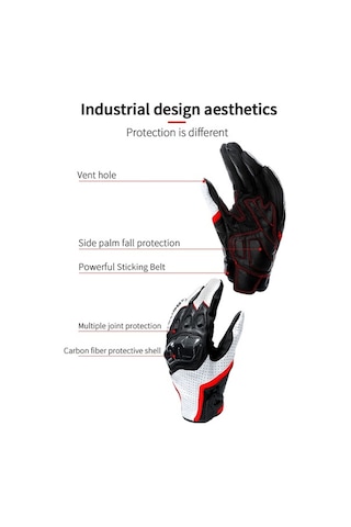 Novahub Erkek Ve Kadın Motosiklet Eldiveni, Koyun Derisi, Karbon Fiber Koruma, Dokunmatik Uyumlu, Rengi Kırmızı/siyah/beyaz, Boyutlar M/l/xl/xxl