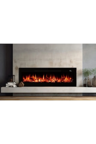 Pagla 160 Elektrikli Şömine - Isıtıcılı, Cam Çerçeveli, Tek Renkl