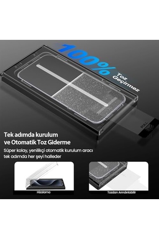5d Glass Easyfit 2 Adet Kolay Uygulama Aparatlı Ekran Koruyucu Temperli Şeffaf Cam Apple iPhone Uyumlu 17 Pro Max/Apple iPhone Uyumlu 16 Pro Ma