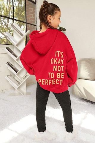 Uyguntarz Çocuk It's Okay Baskılı Sweatshirt Kırmızı