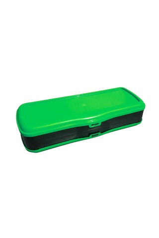 Plastik Çift Bölmeli Fonksiyonel Kalemlik Kalem Kutusu Yeşil
