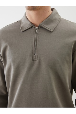 Lcw Vision Yeşil Polo Yaka Uzun Kollu Erkek Sweatshirt