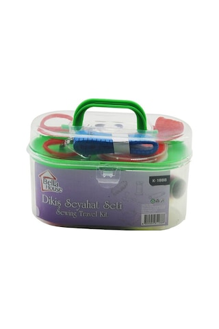 Küçük Çantalı Dikiş Seti İplik - Mezura - Tekstil Makası - İğne - Yüzük 5639 Açık Bej
