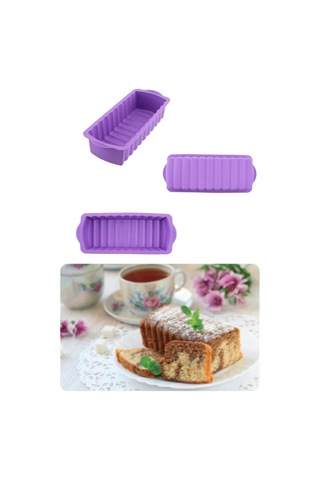 Silicolife 2 Li Silikon Kek Kalıbı Seti, Baton Kek Kalıbı Ve Burgu Kek Kalıbı Seti Yerli Üretim Lila Lila