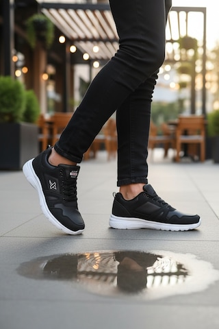 Enoch Unisex Yüksek Tabanlı Bağcıklı Yürüyüş Ve Koşu Spor Ayakkabı Günlük Sneaker Siyah - Beyaz