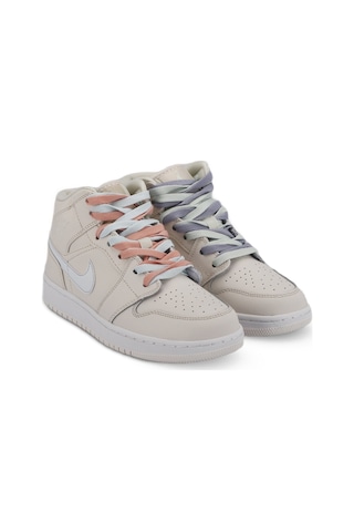 Nike Jordan 1 MidMulti-Color Swoosh Phantom Kadın Beyaz / Mavi Sneaker