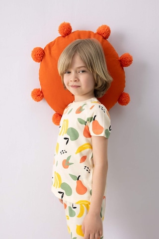 Defacto %100 Pamuklu Meyve Desenli Beli Lastikli Pijama Takımı Erkek Bebek E1181A525HS Bej