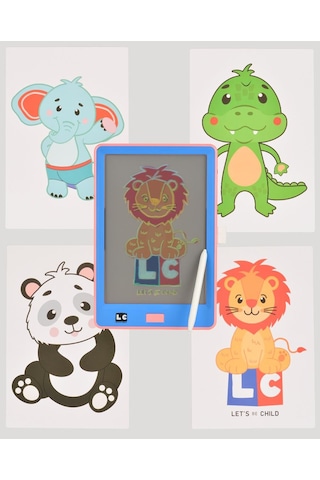 10 İnch Şeffaf Lcd Dijital 4 Adet Çizim Kartlı Tablet-mavi Mavi