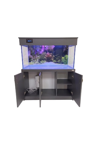 Kanki Pet 150x50x60 Cm 450 Lt Antrasit Gri Mdf Mobilyalı Dijital Göstergeli Akvaryum