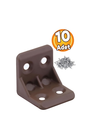 Mobilya Eşya Dolap Köşebent Bağlantı Sabitleme Sabitleyici L Gönye 25x25x25 Mm Kahverengi 10 Adet Kahverengi