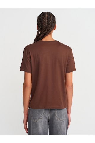 Dilvin 31791 Bisiklet Yaka T-shirt-açık Kahve Açık Kahve