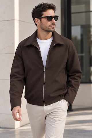Polo State Erkek Astarlı Fermuarlı Lastik Bel Regular Fit Ceket - Kahverengi
