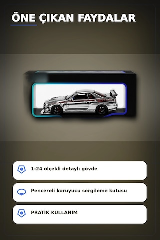 Diecast Metal 1/24 R34 Gtr Model Araba - 14 Yaş Ve Üzeri Koleksiyon İçin Tekli Paket Bx-313407