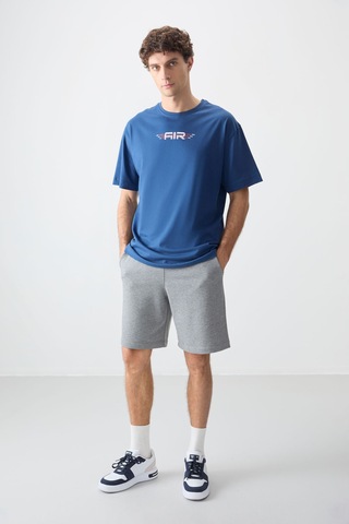 Air Jones Tommy Life Parlament %100 Pamuk Kalın Yumuşak Dokulu Oversize Fit Baskılı Erkek T-shirt - 88356 Parlament
