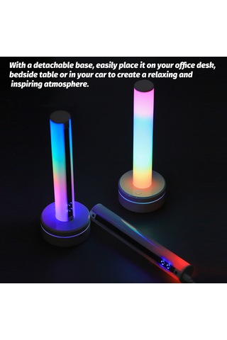 Yaozixa Rgb Sesli Işık Stripti, 8 Renk/modlu Parti Ve Oyuncu Masaüstü Atmosfer Lambası, Led Araç Dekorasyonu Işığı Işık Şeridi + Tutucu Beyaz