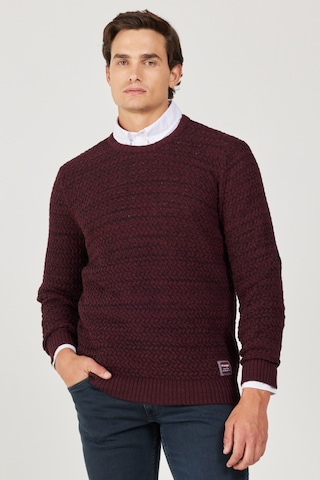Wrangler Regular Fit Normal Kesim Bisiklet Yaka Bordo Erkek Triko Kazak W232580810 Bordo