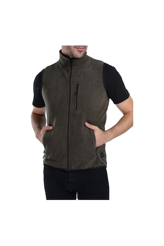 Ghassy Co. Erkek Çok Cepli Koyu Haki Polar Yelek 538711625