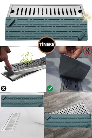 Tineke Gri Renk Uzun Model Kötü Koku Önleyici Silikon Mat Banyo Mutfak Lavabo Balkon Gider Tıpası Kapağı
