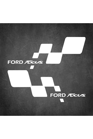 2 Adet Ford Focus Sticker - Kapı Altı Sticker - 20cm X 8cm - Beyaz