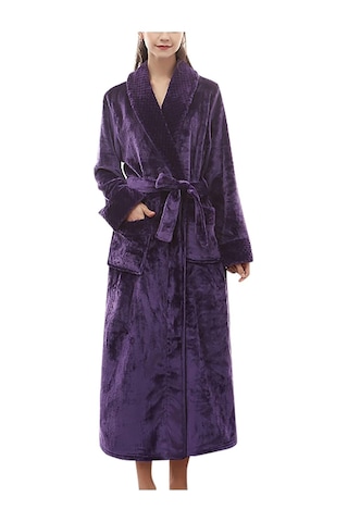 Kadın Bornoz Unisex Havlu Bornozlar Diz Boyu Bornoz Kırmızı