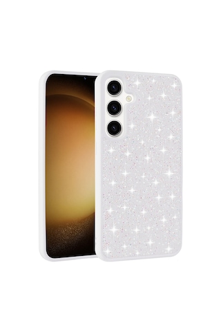 Zore Samsung Galaxy Uyumlu S25 Plus Kılıf Parlak Taşlı Tasarım Omsy Pırlanta Kapak - Gri