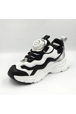 Lescon Jelly Siyah Beyaz Makara Bağcıklı Kız Çocuk Sneaker Spor Ayakkabı