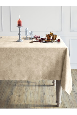 Daily Series Kadife Dokulu Bej Rengi Masa Örtüsü Bej