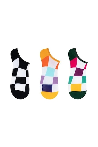The Socks Company 163p 3 Çift Desenli Kadın Görünmez Çorap Çok Renkli