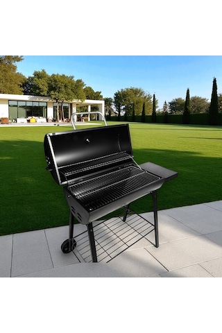 Kapaklı Varil Tip Kömürlü Mangal Paslanmaz Çelik Termometreli