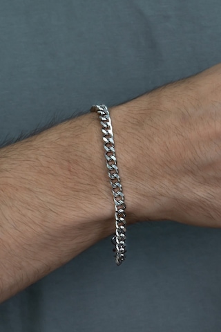 Küba Gurmet Erkek Çelik Zincir Bileklik 7 Mm 21 Cm Eck29B Beyaz