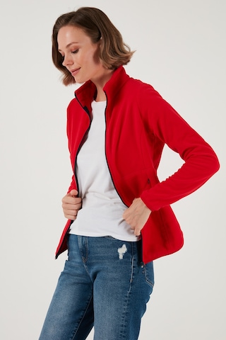 Lela Slim Fit Anti-Pilling Tüylenme Yapmayan Fermuarlı Polar Bayan Hırka 5907012 Kırmızı