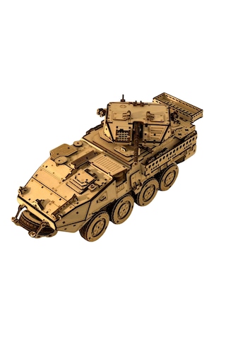 Zırhlı Muharebe Aracı Ahşap Maket Seti Dıy 3d Puzzle M1296 Tank Koleksiyoner Modeli 760 Parça