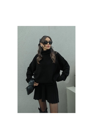 Cloudy Kids Kadın Pileli Mini Etek Balıkçı Yaka Kazak Alt Üst Premium Triko Takım Siyah - 663656990 Siyah Cloudy Kids Kadın Pileli Mini Etek Balıkçı Yaka Kazak Alt Üst Premium Triko Takım Siyah - 663656990 Siyah