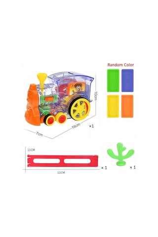 Domino Tren Yön Verilebilir Şeffaf Dişli Otomatik 86 Parça 16 Cm Işıklı Ve Müzikli Oyuncak Tren