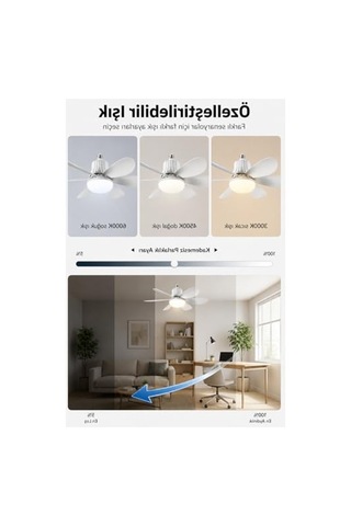 3 Renk Modu Ve 3 Hız Ayarı İle Kumandalı Tavan Vantilatörlü Led Işık 01G Taba