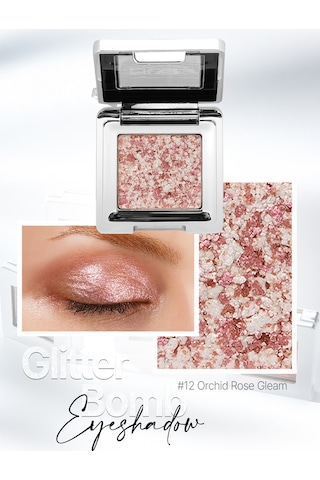 Cre'ars Mücevher Parlaklığında Yoğun Pigmentli Tekli Far Glitter Bomb Eyeshadow 12 Orchid Rose Gleam