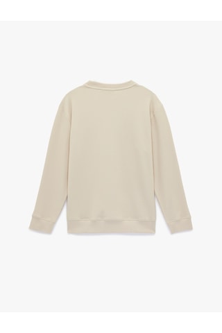 Koton Uzun Kollu Fitilli Regular Fit Basic Bisiklet Yaka Sweatshirt Bej 6sam70012mk Ekru