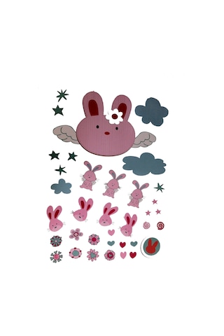 Sıa Duvar Süsü Sticker Tavşan Desenli Pvc