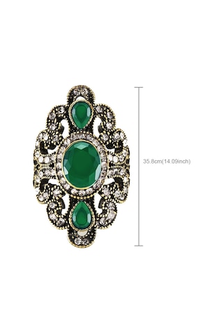 Vintage Ethnic Style Exquisite Carved Inlaid Acrylic Resin Hollow Ring, Ring Size:7 Green Çok Renkli