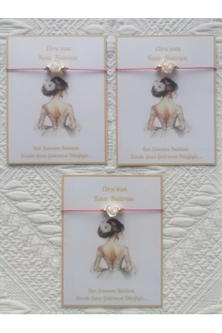 24 Adet Kişiye Özel Gül İnci Model Düğün Nikah Nişan Söz Kına Hatırası Dağıtmalık Hediyelik Bileklik