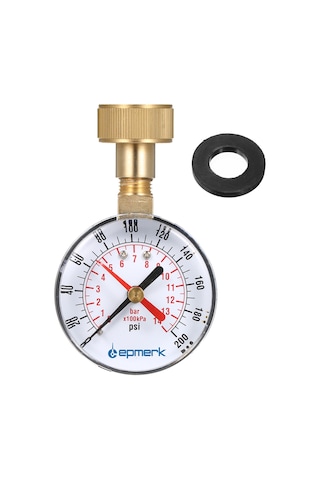 Maiyame "lepmerk 2-1/2" Su Basınç Ölçer - 3/4" Dişli, 0-200psı, Kırmızı Göstergeli"